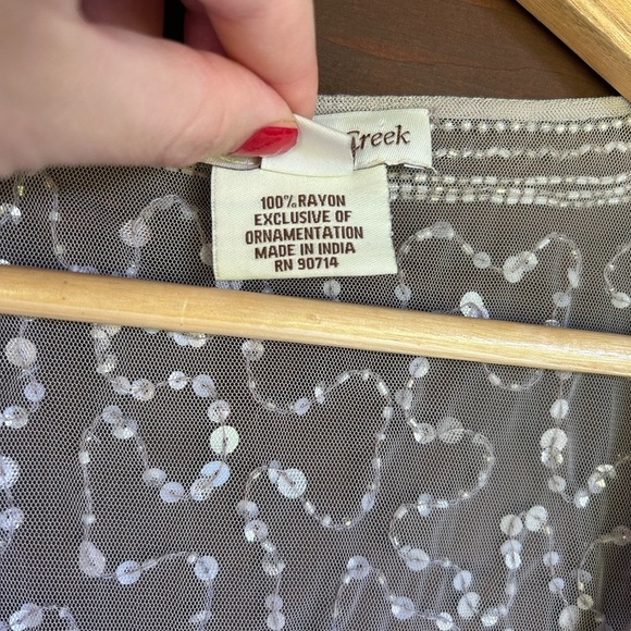 NWT Coldwater Creek Gray Sequin Mesh Top Size 16 - Picture 4 of 5